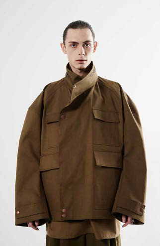 Hed Mayner Cropped Parka Coat Olive
