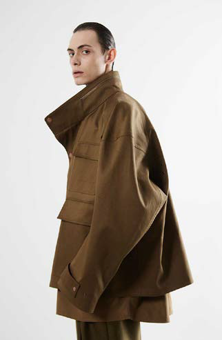 Hed Mayner Cropped Parka Coat Olive