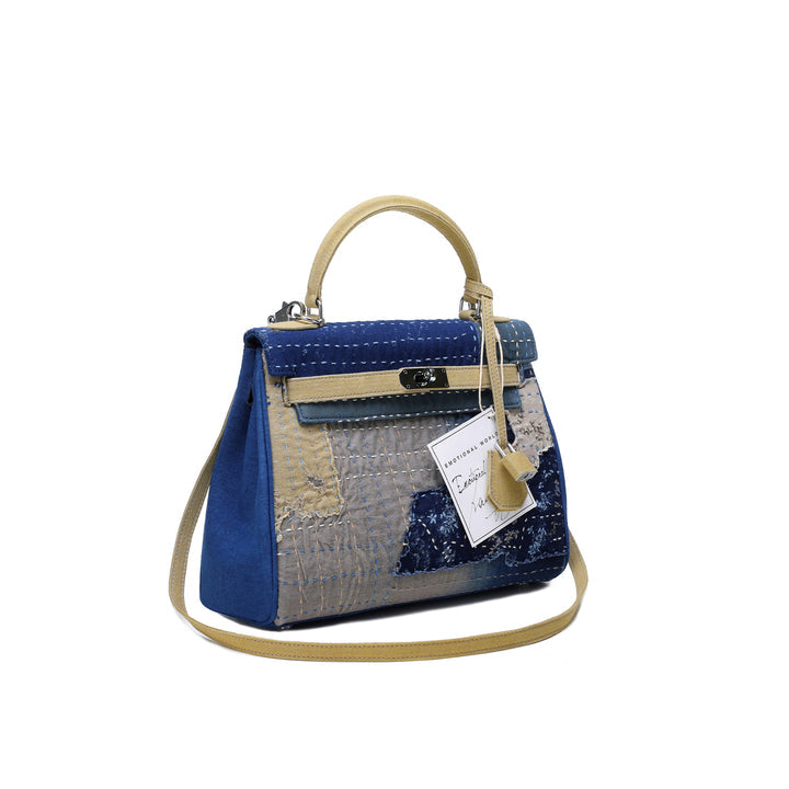 Emotional World Vintage Khaki Indigo Boro Shoulder Bag 28