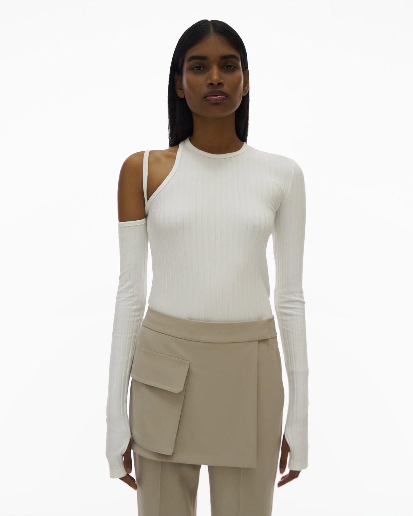 Helmut Lang Luxe Pima Cutout Top White