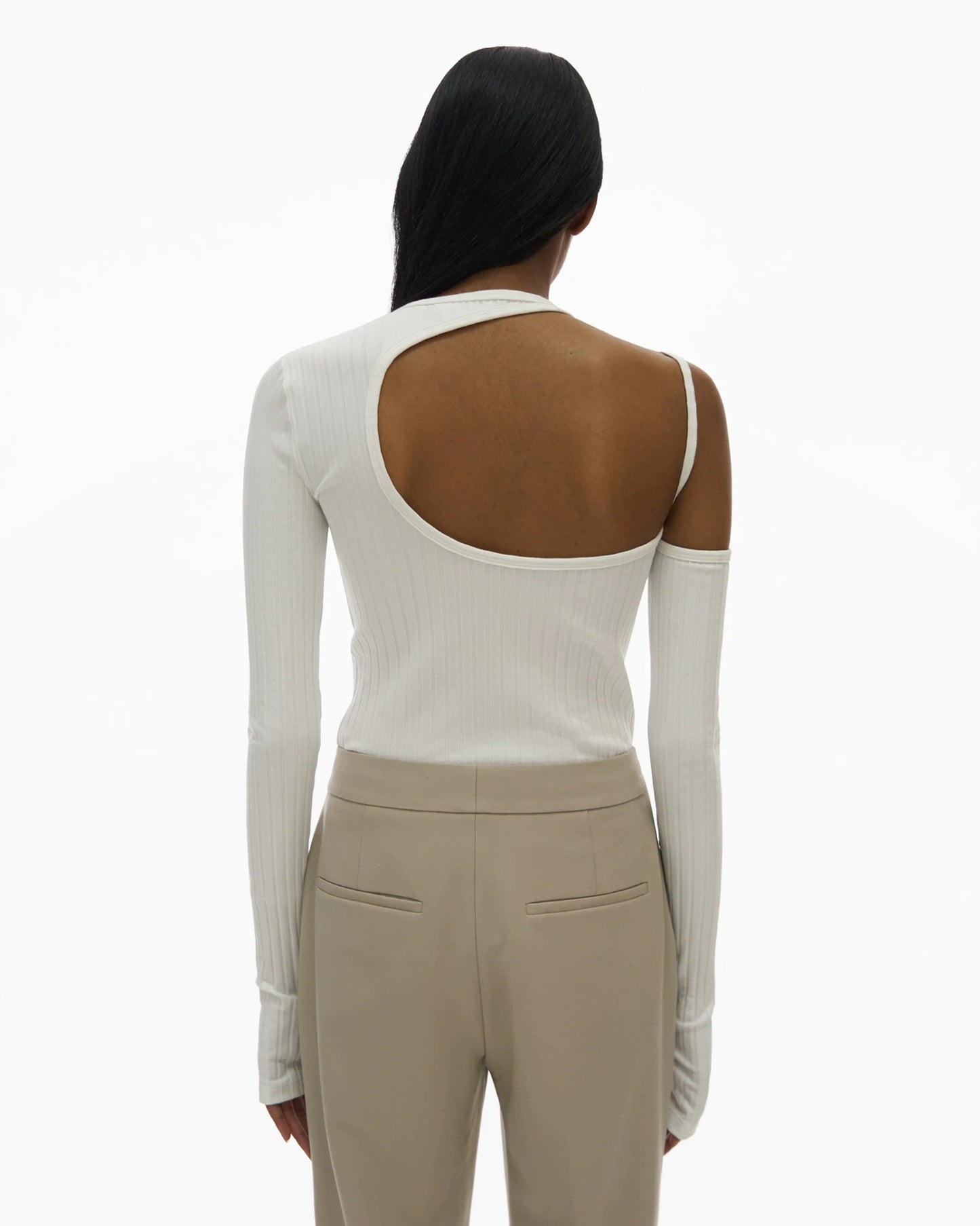 Helmut Lang Luxe Pima Cutout Top White