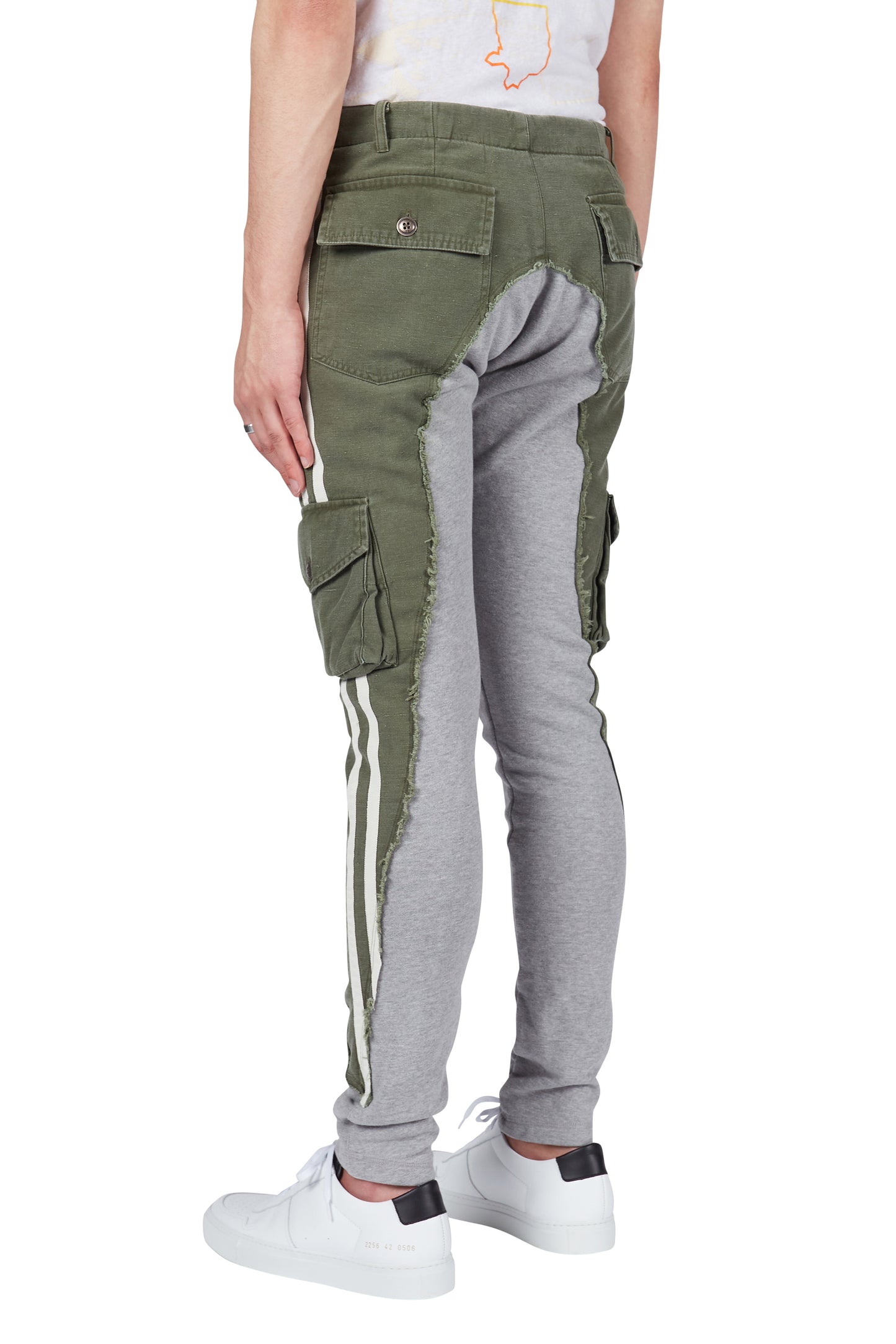 Greg Lauren 50/50 Long Slim Trousers Army/Grey