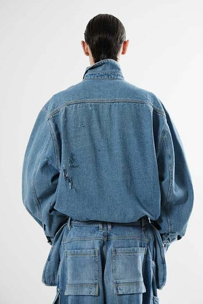 Hed Mayner Destroyed Denim Shirt Blue