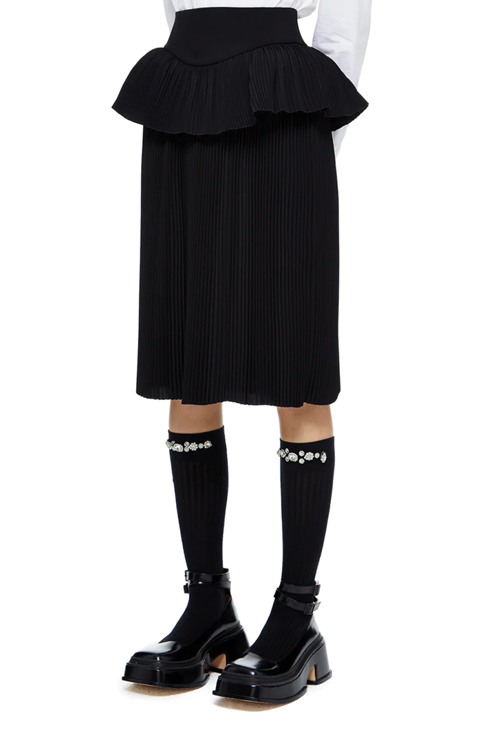 ShuShu Tong 2 Layers Pleat Skirt Black