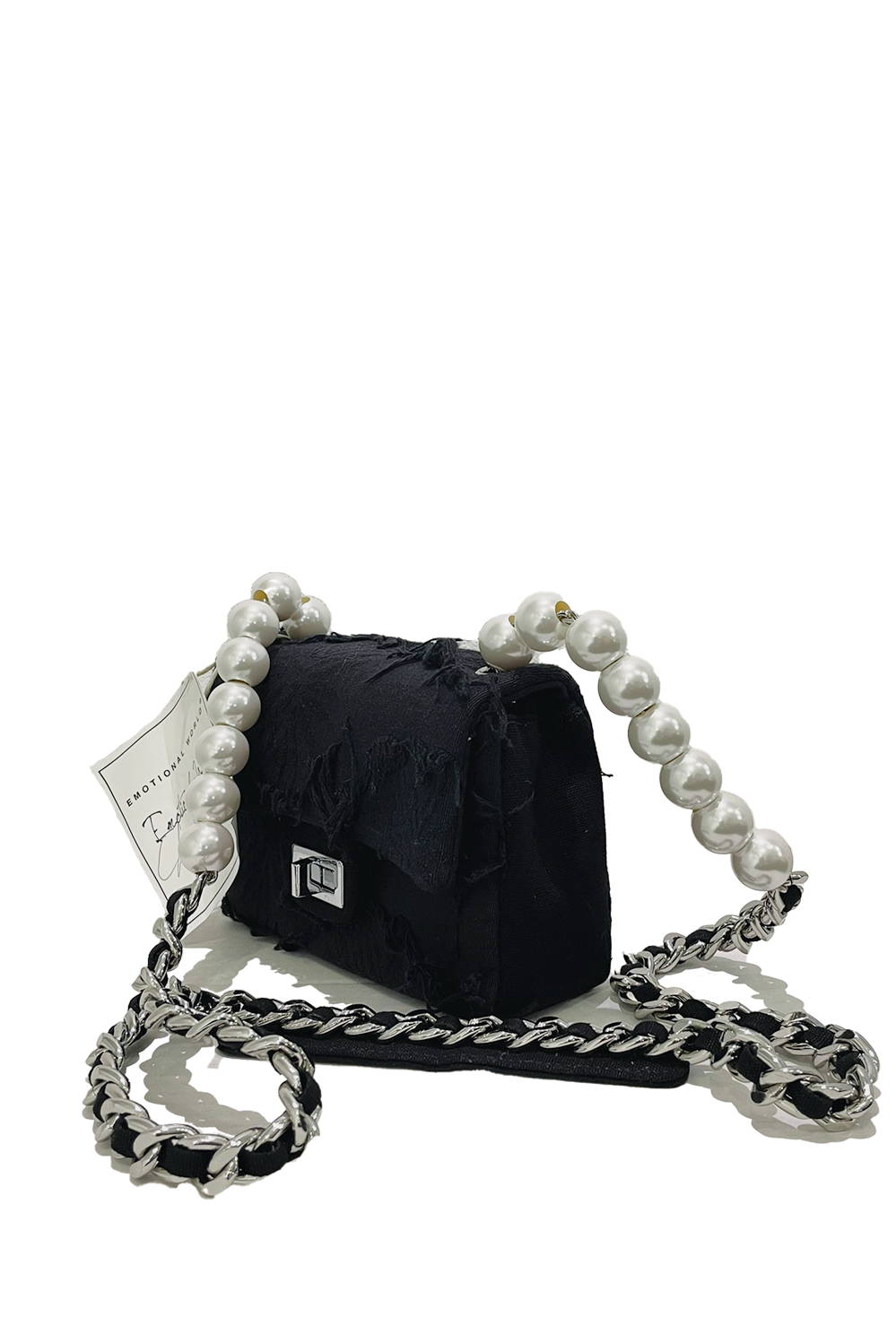 Emotional World Vintage Pearl Chain Bag Small Black Navy