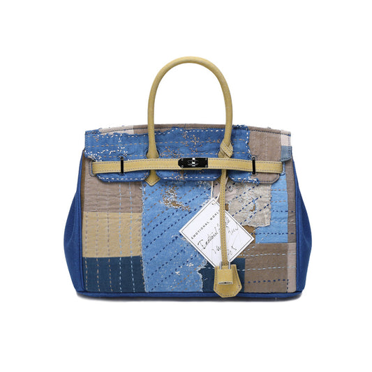 Emotional World Vintage Khaki Indigo Boro Travel Bag 35