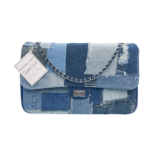 Emotional World Vintage Multi Denim Chain Bag Large