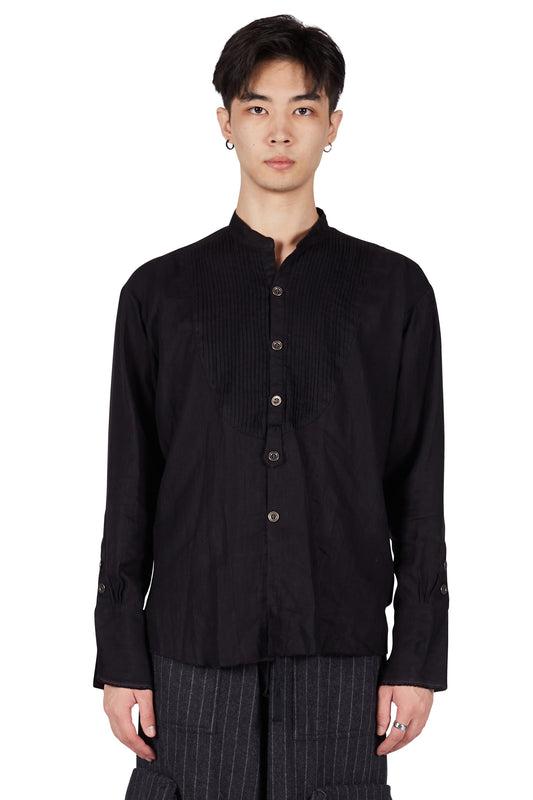 Greg Lauren Classic Studio Shirt with Bib Black