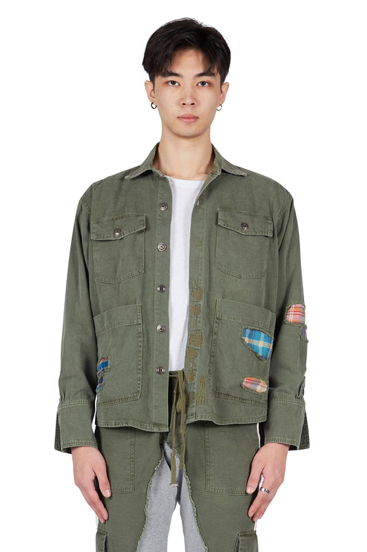 Greg Lauren Boxy Studio Patches Jacket Khaki